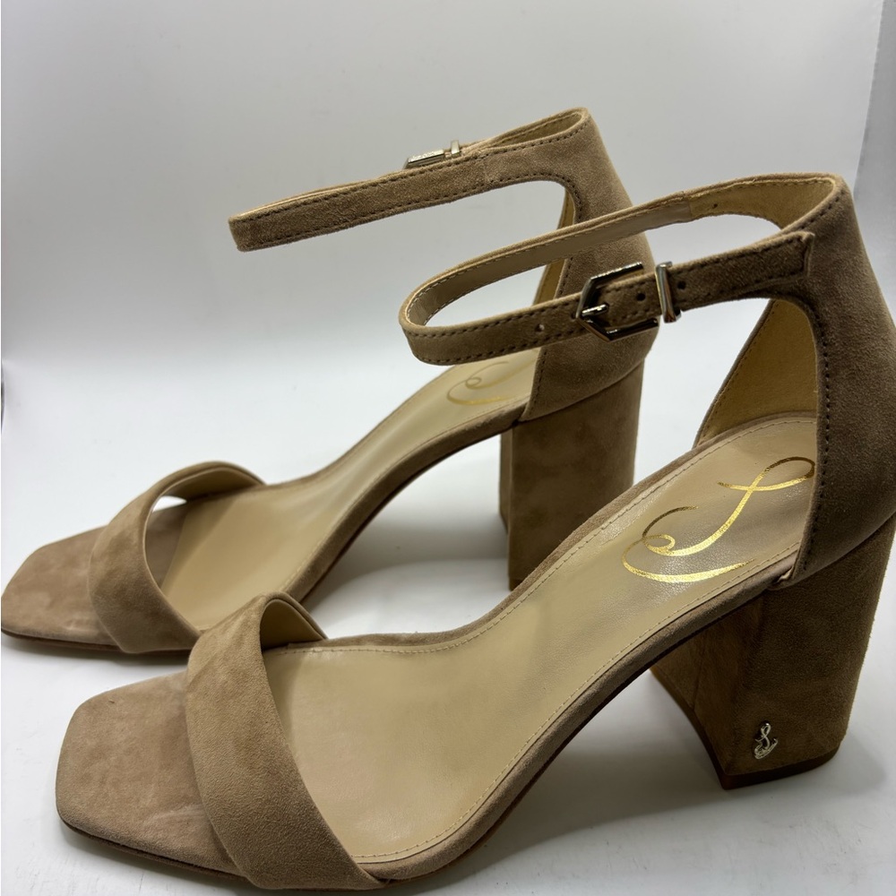 Sam Edelman Women's Daniella Block Heel Sandal in Oatmeal Suede Size 8